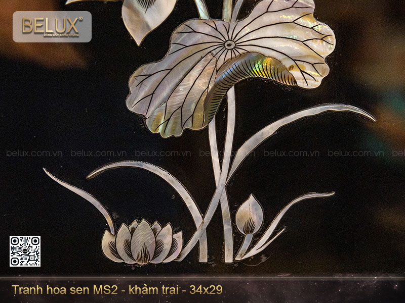 Tranh hoa sen khảm trai MS2 kt 34x29cm&nbsp;